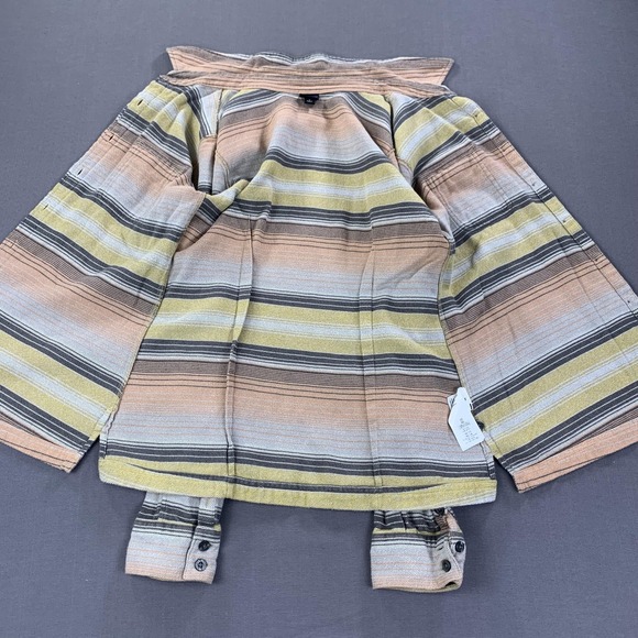 Patagonia Shirt Womens Small Bearfoot Tan Striped Fjord Flannel Outdoors Hiking - Picture 5 of 13